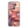 Дизайнерский силиконовый чехол для Xiaomi RedMi 9 бабочки розовые