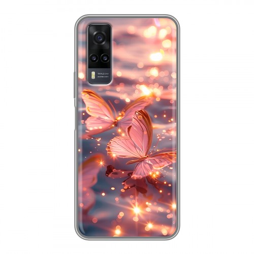 Дизайнерский силиконовый чехол для Vivo Y31 бабочки розовые