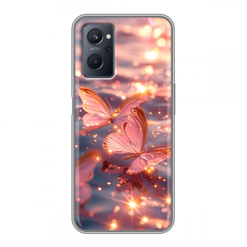 Дизайнерский силиконовый чехол для Realme 9i бабочки розовые