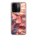 Дизайнерский силиконовый с усиленными углами чехол для Tecno Spark Go 2022 бабочки розовые