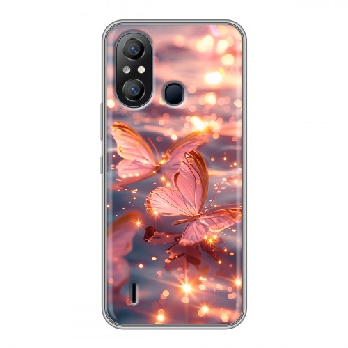 Дизайнерский пластиковый чехол для Itel A49 бабочки розовые