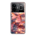 Дизайнерский силиконовый чехол для Realme GT3 бабочки розовые