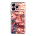 Дизайнерский силиконовый с усиленными углами чехол для Xiaomi RedMi 12 бабочки розовые