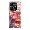 Дизайнерский силиконовый чехол для Itel P55 4G бабочки розовые