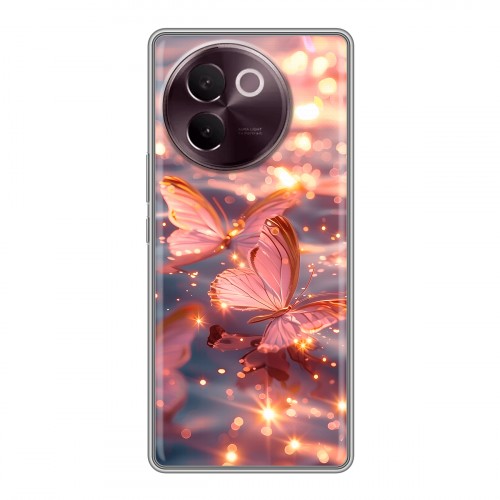 Дизайнерский силиконовый чехол для Vivo V30e бабочки розовые