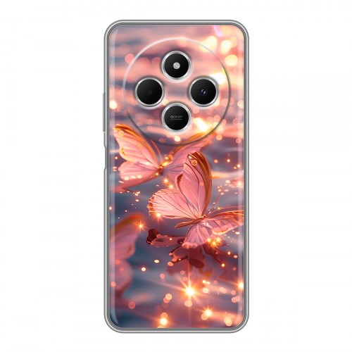 Дизайнерский силиконовый чехол для Redmi 14C бабочки розовые