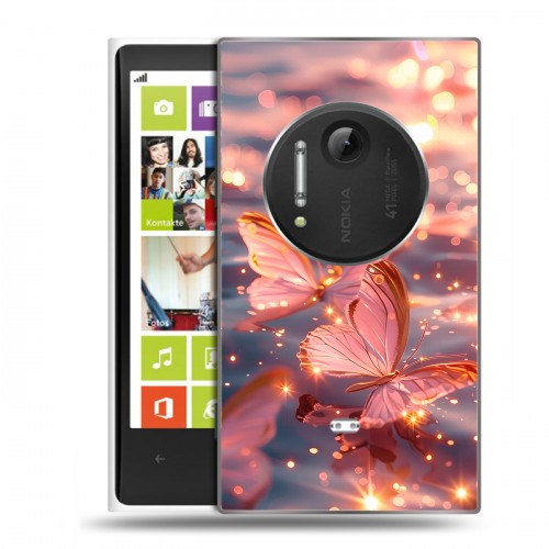 Дизайнерский силиконовый чехол для Nokia Lumia 1020 бабочки розовые