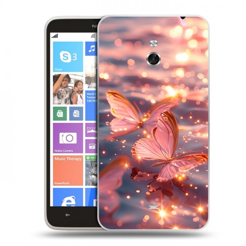 Дизайнерский пластиковый чехол для Nokia Lumia 1320 бабочки розовые