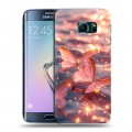 Дизайнерский силиконовый чехол для Samsung Galaxy S6 Edge бабочки розовые