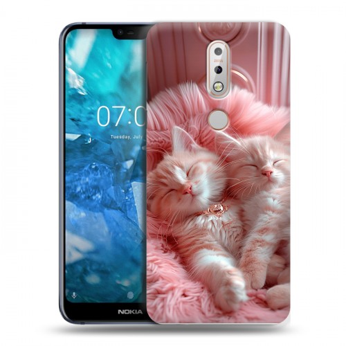 Дизайнерский пластиковый чехол для Nokia 7.1 котята котики