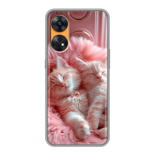 Дизайнерский силиконовый с усиленными углами чехол для OPPO Reno8 T котята котики