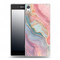 Дизайнерский пластиковый чехол для Sony Xperia E5 розовый мрамор