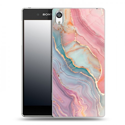 Дизайнерский пластиковый чехол для Sony Xperia E5 розовый мрамор