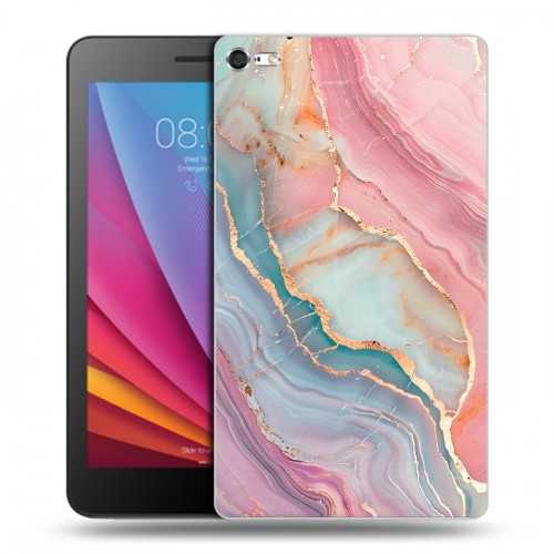 Дизайнерский силиконовый чехол для Huawei MediaPad T2 7.0 Pro розовый мрамор