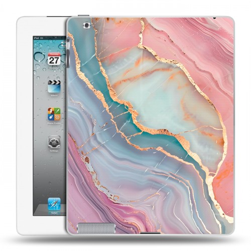 Дизайнерский пластиковый чехол для Ipad 2/3/4 розовый мрамор