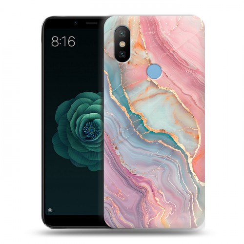 Дизайнерский силиконовый чехол для Xiaomi Mi A2 розовый мрамор