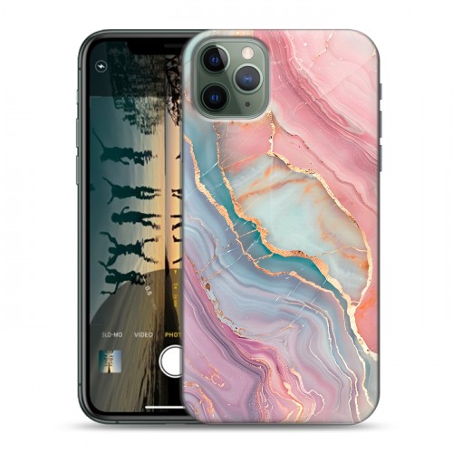 Дизайнерский силиконовый чехол для Iphone 11 Pro розовый мрамор
