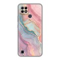 Дизайнерский силиконовый чехол для Realme C21 розовый мрамор
