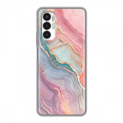 Дизайнерский силиконовый чехол для Tecno Pova 3 розовый мрамор