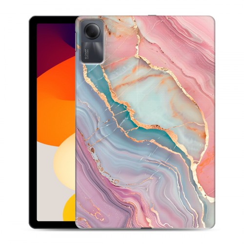 Дизайнерский силиконовый чехол для Xiaomi RedMi Pad SE розовый мрамор