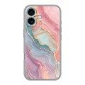 Дизайнерский силиконовый чехол для Iphone 16 Plus розовый мрамор