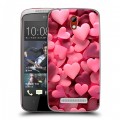 Дизайнерский пластиковый чехол для HTC Desire 500 розовые сердечки