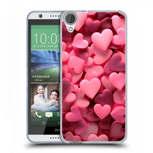 Дизайнерский силиконовый чехол для HTC Desire 820 розовые сердечки
