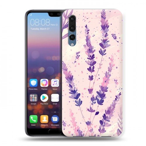 Дизайнерский силиконовый с усиленными углами чехол для Huawei P20 Pro цветы лаванда