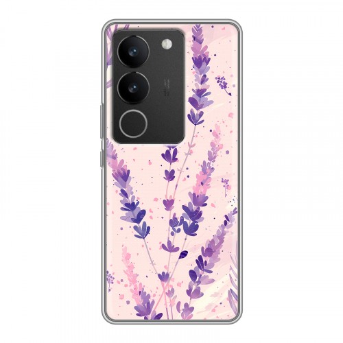 Дизайнерский силиконовый с усиленными углами чехол для Vivo V29 цветы лаванда