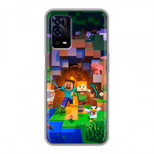 Дизайнерский силиконовый с усиленными углами чехол для OPPO A55 Майнкрафт Minecraft