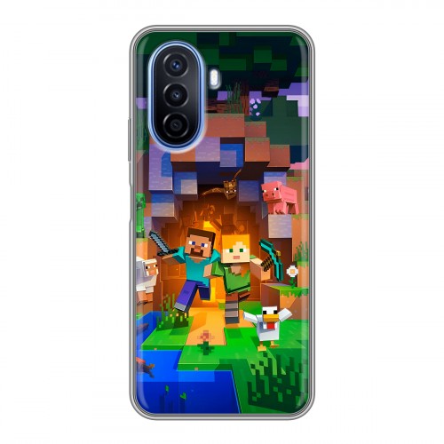 Дизайнерский силиконовый чехол для Huawei Nova Y70 Майнкрафт Minecraft