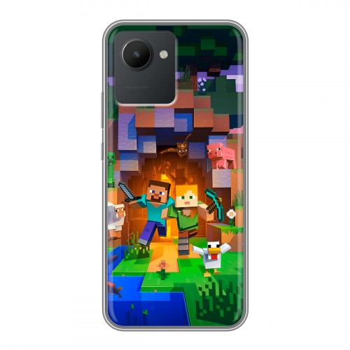 Дизайнерский силиконовый чехол для Realme C30 Майнкрафт Minecraft