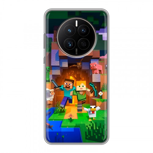 Дизайнерский силиконовый с усиленными углами чехол для Huawei Mate 50 Майнкрафт Minecraft