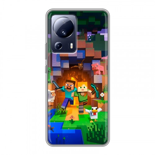 Дизайнерский силиконовый чехол для Xiaomi 13 Lite Майнкрафт Minecraft