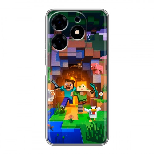 Дизайнерский силиконовый с усиленными углами чехол для Tecno Spark 10 Майнкрафт Minecraft