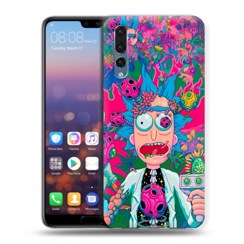 Дизайнерский силиконовый с усиленными углами чехол для Huawei P20 Pro Рик и Морти Rick Morty