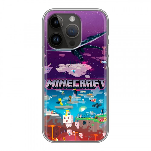 Дизайнерский силиконовый чехол для Iphone 14 Pro Майнкрафт Minecraft