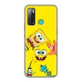 Дизайнерский силиконовый с усиленными углами чехол для Tecno Pouvoir 4 Спанч боб Спанчбоб