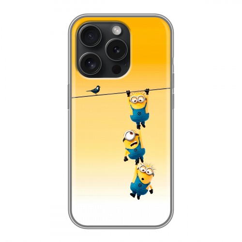 Дизайнерский силиконовый чехол для Iphone 15 Pro Миньоны