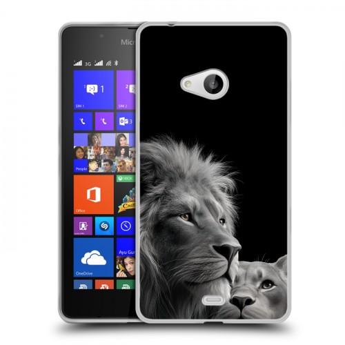 Дизайнерский пластиковый чехол для Microsoft Lumia 540 Лев кошки