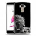 Дизайнерский пластиковый чехол для LG G4 Stylus Лев кошки
