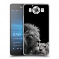 Дизайнерский пластиковый чехол для Microsoft Lumia 950 Лев кошки