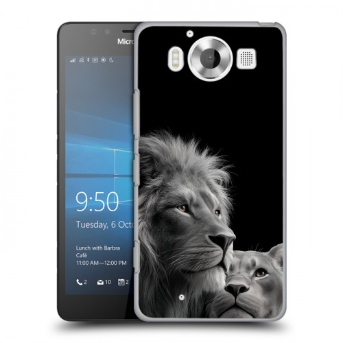 Дизайнерский пластиковый чехол для Microsoft Lumia 950 Лев кошки