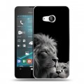 Дизайнерский пластиковый чехол для Microsoft Lumia 550 Лев кошки