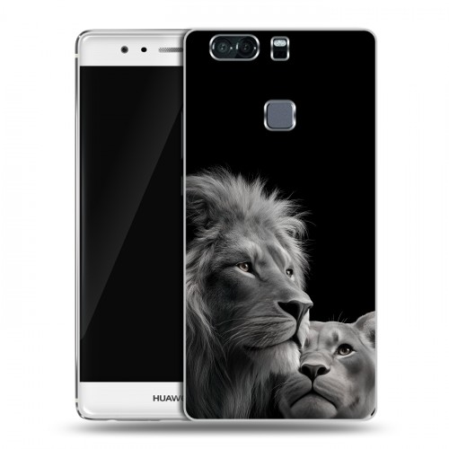 Дизайнерский пластиковый чехол для Huawei P9 Plus Лев кошки
