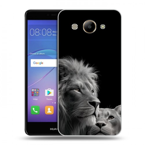 Дизайнерский пластиковый чехол для Huawei Y3 (2017) Лев кошки