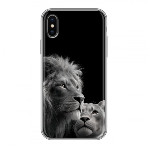 Дизайнерский силиконовый чехол для Iphone x10 Лев кошки