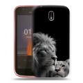 Дизайнерский пластиковый чехол для Nokia 1 Лев кошки