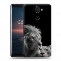 Дизайнерский силиконовый чехол для Nokia 8 Sirocco Лев кошки