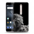 Дизайнерский пластиковый чехол для Nokia 6 (2018) Лев кошки